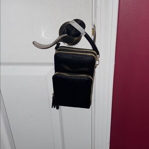 Malibu Skye Black Brianna Crossbody Bag with Gold Accents